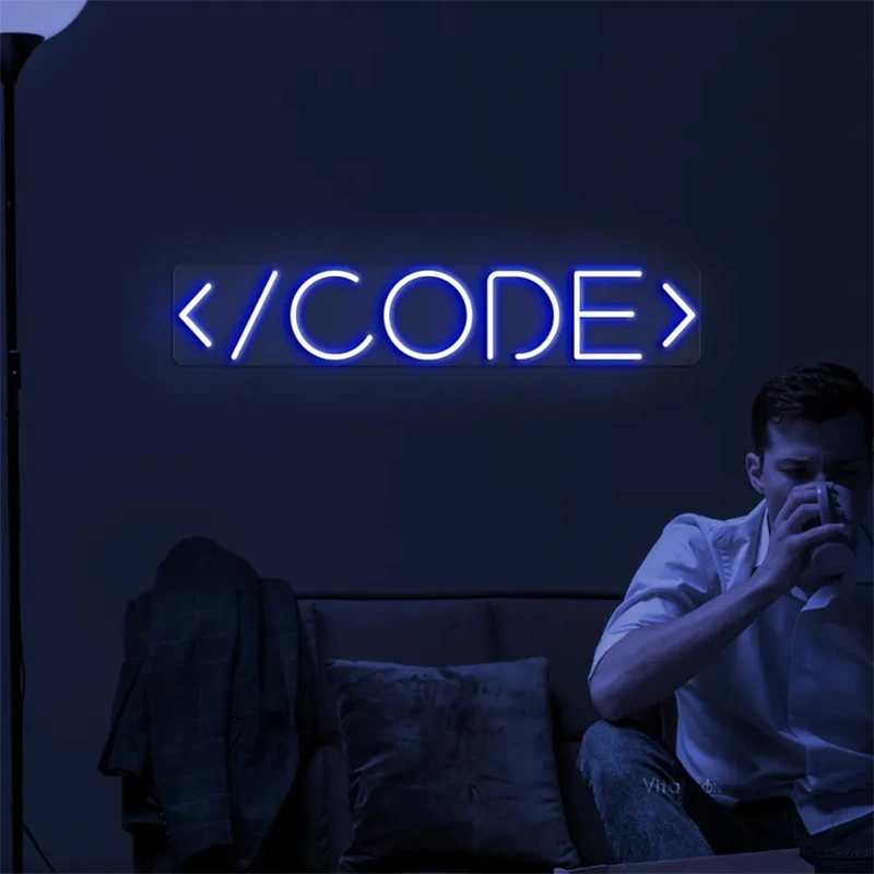 تابلو نئون فلکسی طرح کدنویسی (Code Closing Tag Neon Sign)