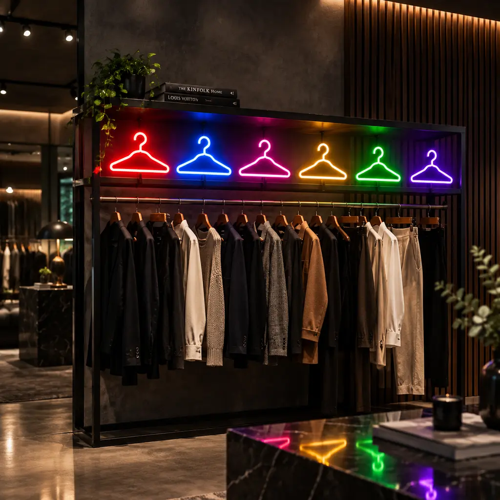 تابلو نئون فلکسی چوب‌لباسی مدرن (Clothes Hanger Fashion Neon Sign)