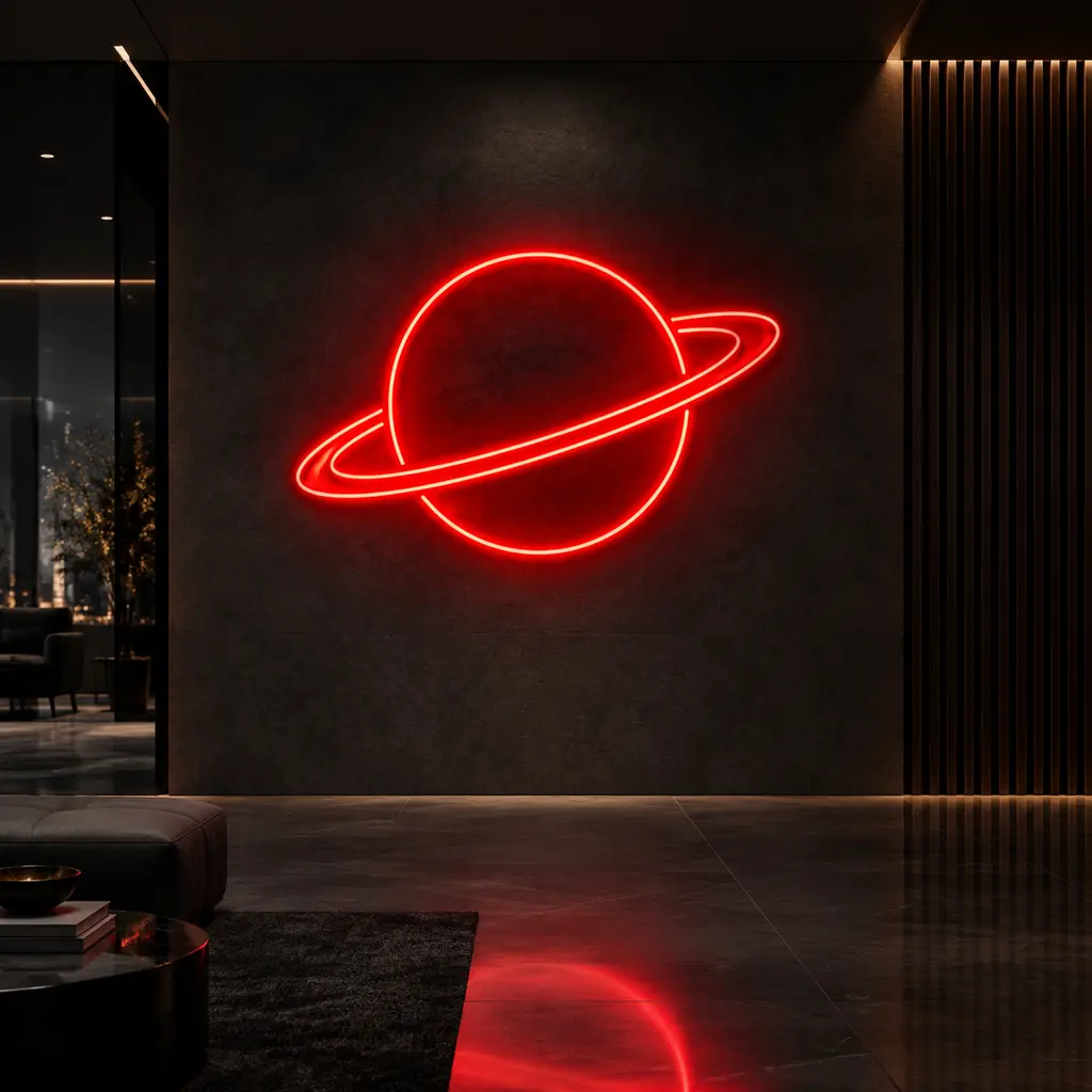 تابلو نئون فلکسی طرح سیاره زحل (Saturn Planet Neon Sign)