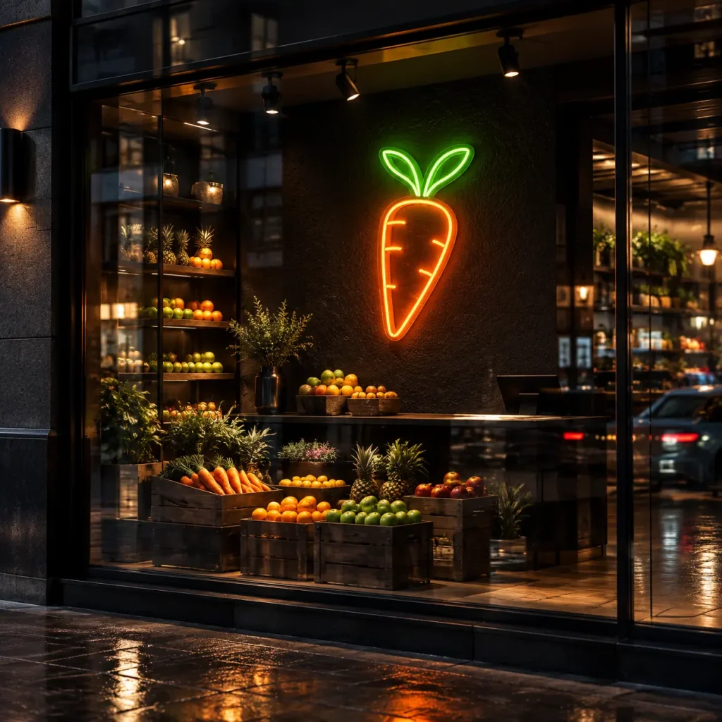 تابلو نئون فلکسی طرح هویج (Carrot Neon Sign)