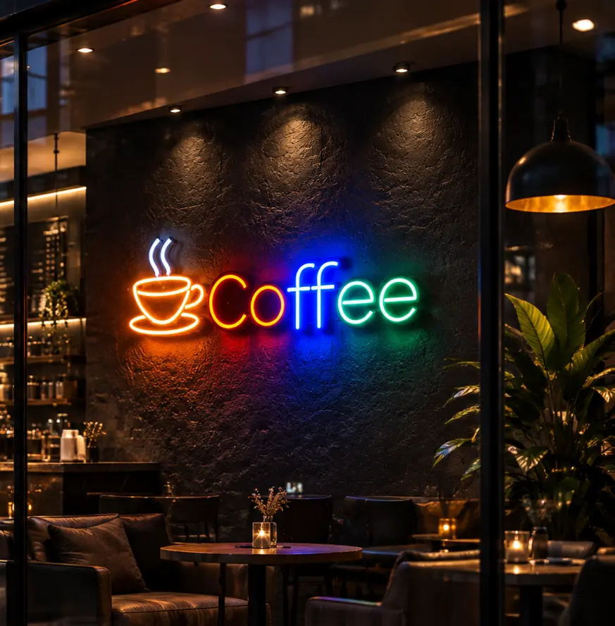 تابلو نئون فلکسی کافه چندرنگ (Multicolor Coffee Neon Sign)